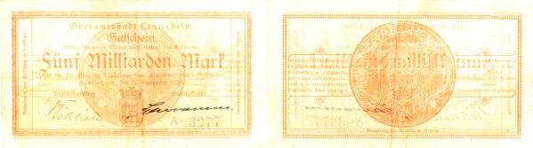 Crailsheim-6b   Crailsheim 1923 Notgeld f.druckfrisch selten Notgeld  