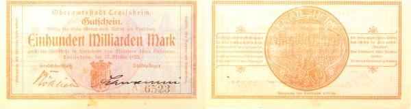 Crailsheim-  Crailsheim 1923 Notgeld druckfrisch grün Notgeld  