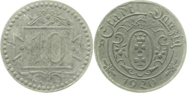 JD01a20-~1.5 10 Pfennig Danzig 1920 f.prfr. JD1a  