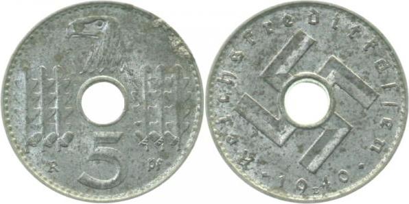JN61840B~1.1 5 Pfennig  Reichskr.1940B prfr/stgl !!! JN 618  