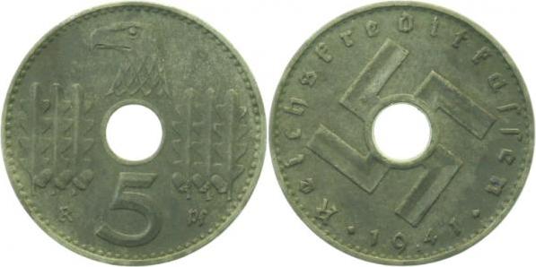 JN61841A~1.3-GG 5 Pfennig  1941A f.prfr. nicht gereinigt Original !! extrem selten J 618  
