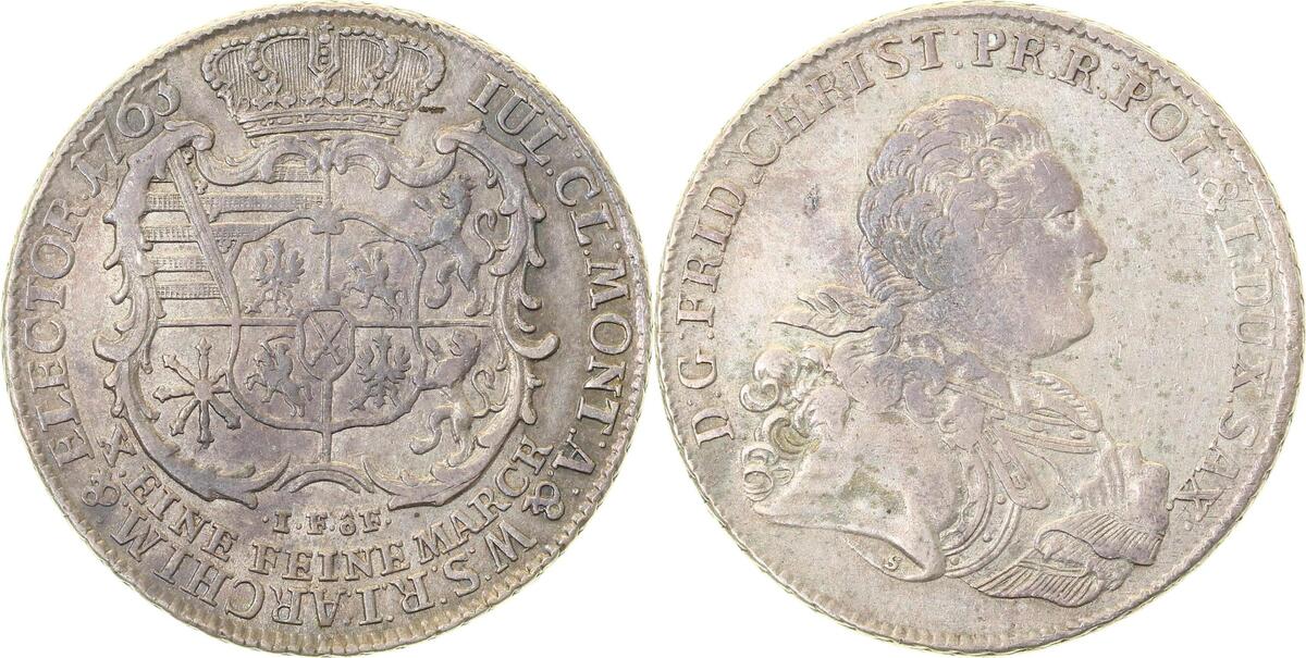 Th-Sa-1763-2.8-GG   Sachsen, Albert.Linie Friedr.Chr. 1763 ss+ schöne Patina Dav: 2677A  