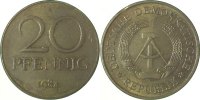     F1511b84A2.0 20Pfennig  DDR 1984A vz kl.Zainende J1511b 13,00 EUR Differenzbesteuert nach §25a UstG zzgl. Versand