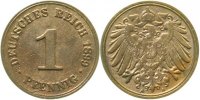 d 1 Pf 01099A~2.0b 1 Pfennig 1899A vz Rückseite schw. geprägt !! J 010