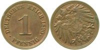 d 1 Pf 01090D~2.0-S 1 Pfennig 1890D vz ca. S315 Stempeldrehung !!! J 010
