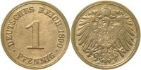 d 1 Pf 01090A~2.0b 1 Pfennig 1890A vz Rückseite schw. geprägt !! J 010