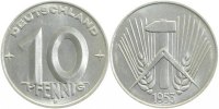 d 150753E~0.9 10 Pfennig DDR 1953E stgl./matt fein !!!! J1507