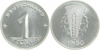 d 1 Pf 150150E~1.0a-LP 1 Pfennig DDR 1950E stgl./matt EA Lichtenrader Prägung !!! J1501