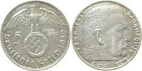 d 5 RM 36739B~2.5b 5 Reichsmark Hindenburg 1939B ss/vz stark gereinigt J 367