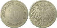 d  013n01G~3.0vv 10 Pfennig  1901G ss rechte Mz.stark doppelt!! J 013