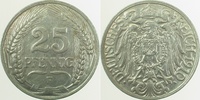 d  01810F~2.5b 25 Pfennig  1910F ss/v Licht.Prägung J 018