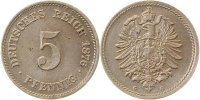 d 5 Pf 00376G~1.2b 5 Pfennig 1876G prfr. leicht fleckig J 003