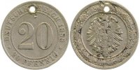 d 00688J~3.5b 20Pfennig 1888J s/ss mit Loch J 006