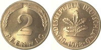  1.1 2 Pf   38168G~1.1 2 Pfennig  1968G bfr/stgl Cu J 381 6,00 EUR Differenzbesteuert nach §25a UstG zzgl. Versand