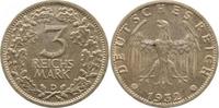 d 3 RM 34932D~1.8b-GG 3 Reichsmark  1932D vz+ 1 Kratzer auf die 3 J 349