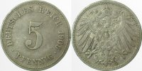 d 2.5 5 Pf 012n09F~2.5 5 Pfennig 1909F ss/vz J 012