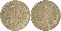 d U01616G2.0 1/2 Reichsmark 1916G zugelaufener 6 J 016
