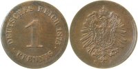 d 1 Pf 00175E~1.8b 1 Pfennig 1875E o.Ring geprägt vz+ i.d. Erh. Unikat J 001