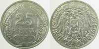 d 01810F~2.5b 25 Pfennig 1910F ss/v Licht.Prägung J 018