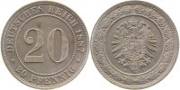 d 00687D~1.0b 20Pfennig 1887D stgl !!! VS:Text 2xgeprägt !! J 006