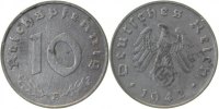 d P37142E2.2 10 Pfennig 1942E 2 Randausbrüche d. Stempels f.vz !!! J 371