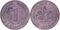 d 1 Pf 38072D~1.8v-37V1 1 Pfennig 1972D vz+ Mzz. dünn, hochstehend J 380
