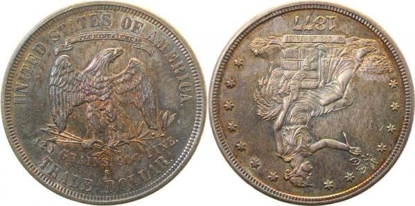USA-1877S-1.1-GG-PAT 1 Trade Dollar1877 San Fr. fast perfekt, Top, leichte Patina !! USA  