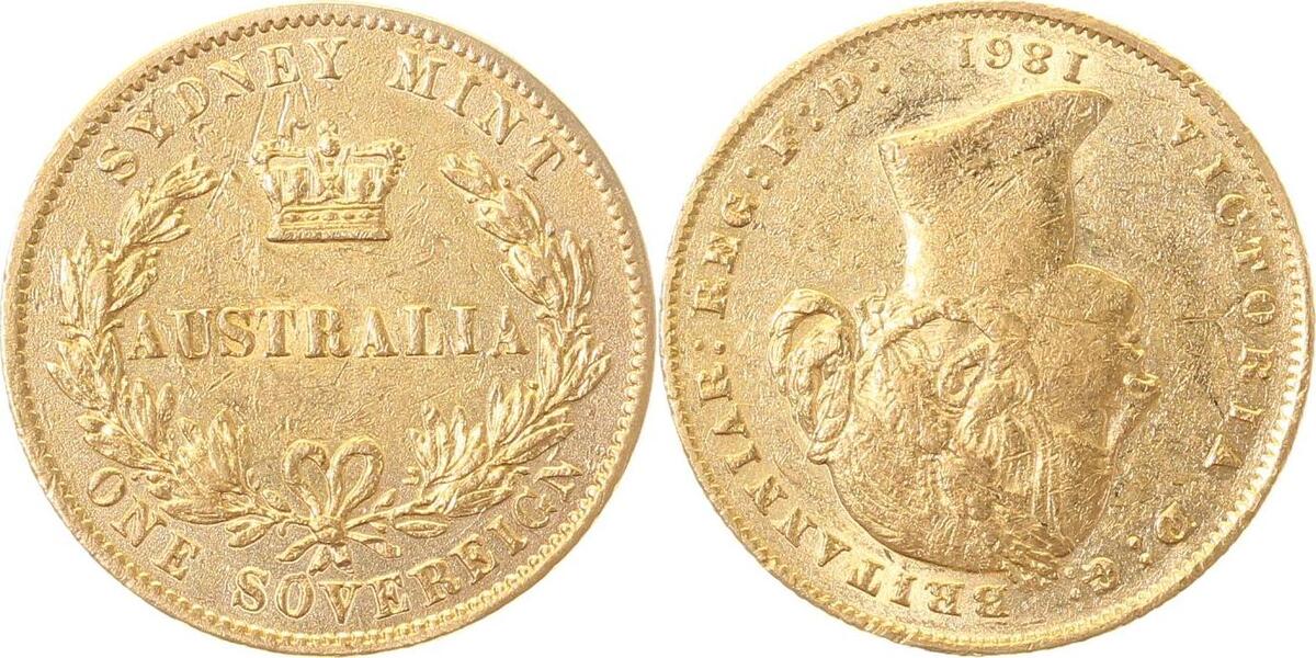 WELTM.-Australi-4-GG Soverign 1861, Gold, ss/vz good quality for this type Schön  