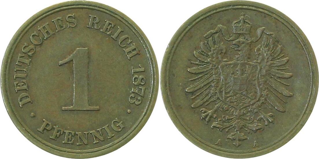 00173A~2.0-H 1 Pfennig  1873A vz sehr selten i.d. Erhaltung J 001  