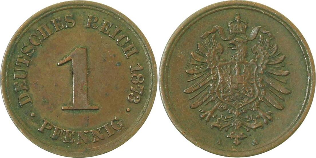 00173A~2.0b-GG 1 Pfennig  1873A vz Wertseite leicht fleckig J 001  