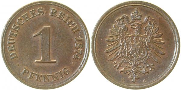 00174C~1.8 1 Pfennig  1874C vz+ J 001  