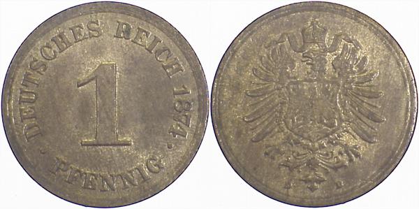 00174D~1.5 1 Pfennig  1874D vz/st J 001  