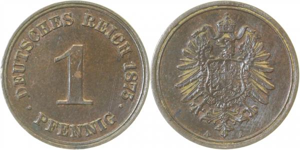 00175A~1.5 1 Pfennig  1875A vz/st J 001  