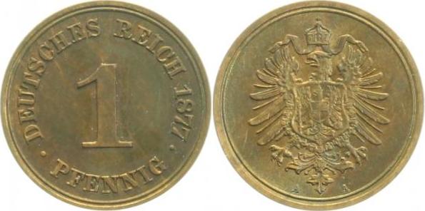 00177A~1.2 1 Pfennig  1877A prfr schöne Patina J 001  