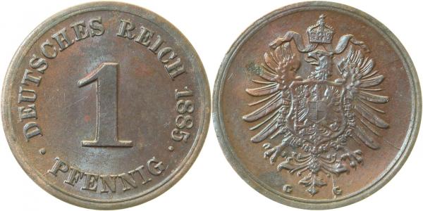 00185G~1.5 1 Pfennig  1885G vz/st J 001  