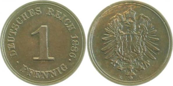 00186E~1.1 1 Pfennig  1886E prfr/stgl J 001  