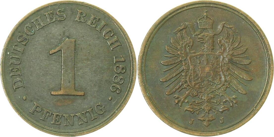 00186J~1.8-H 1 Pfennig  1886J vz+ J 001  