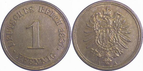 00187A~1.1 1 Pfennig  1887A prfr/st J 001  