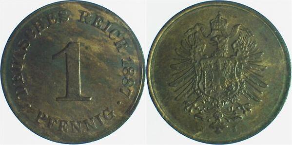 00187J~1.2 1 Pfennig  1887J prfr J 001  