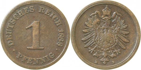 00188D~3.5 1 Pfennig  1888D s/ss überprägte Jahreszahl!!! J 001  