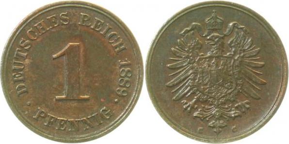 00189G~1.2-H 1 Pfennig  1889G prfr J 001  