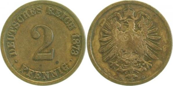 00273D~3.5 2 Pfennig  1873D s/ss J 002  