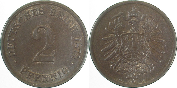 00274E~2.0 2 Pfennig  1874E vz J 002  