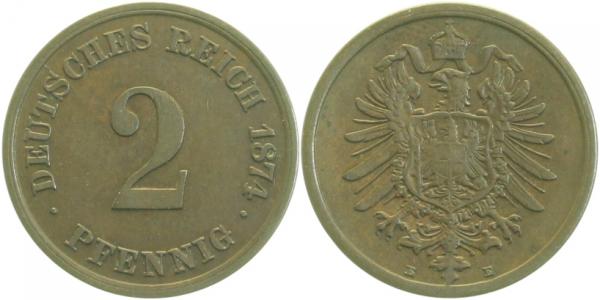 00274E~2.5 2 Pfennig  1874E ss/vz J 002  