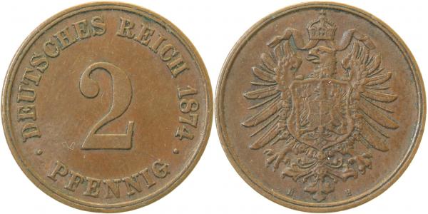 00274H~2.0 2 Pfennig  1874H vz J 002  