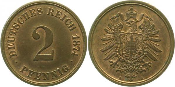 00274A~1.2 2 Pfennig  1874A prfr!! J 002  