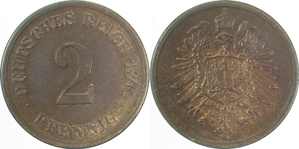00274E~1.5 2 Pfennig  1874E vz/st J 002  
