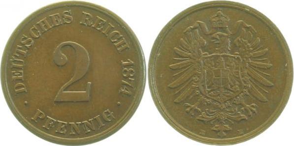 00274E~1.8 2 Pfennig  1874E vz+ J 002  