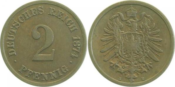 00274E~2.5 2 Pfennig  1874E ss/vz J 002  
