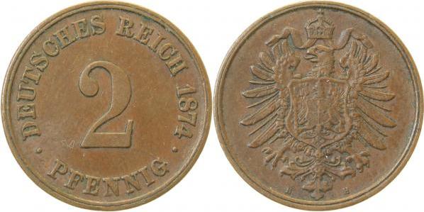 00274H~2.0 2 Pfennig  1874H vz J 002  